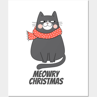 Meowry Christmas - Cute Cat Gifts Posters and Art